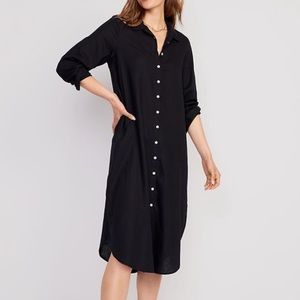 Old Navy Long Sleeve Shirt Dress Black XL
